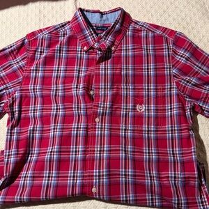Chaps Red Plaid Casual Button Down Shirt